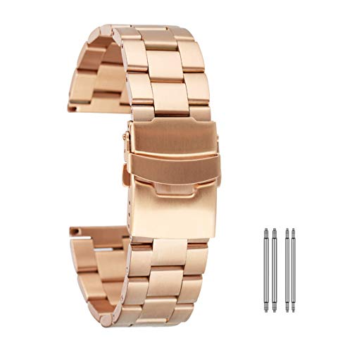 Bracelet montre métal acier inoxydable 22mm finition or rose de prestige