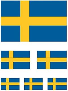 MAGNET 6 Pcs Assorted Swedish Flag Sweden Scandinavian Magnetic Vinyl Car Fridge Sticks to any Metal Surface 5"