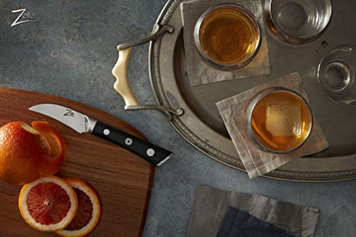 Zelite Infinity Japanese Paring Knife 2.75 Inch, Paring Knives, Pairing Knife Kitchen, Fruit Knife, Small Knife - Japanese Aus-8 High Carbon Stainless Steel - Pakkawood Handle - Leather Sheath #TOP4