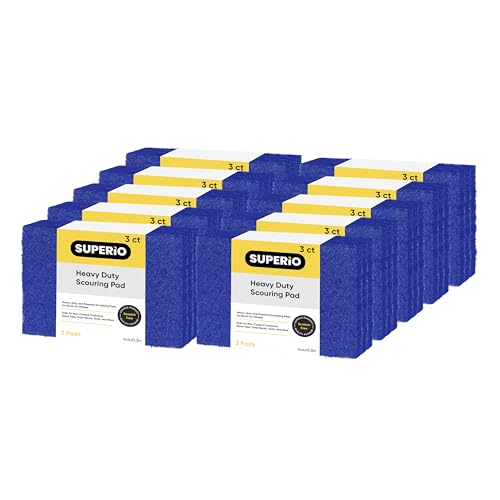 Image of Scouring Pad Non-Scratching Scrubber Non-Scratch Cleaning Scrub Pads Heavy Duty Scouring Pad Reusable Kitchen Scrubbing Pad Pack of 30 Blue, by Superio