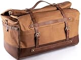 Trip Machine company Outlaw Leather Motorcycle Duffel Saddle Luggage Outdoor Pannier Bag With Mounting Straps & Rain Cover (51 X 35 X 26 cm, 50 L, Dark Brown/Tobacco)