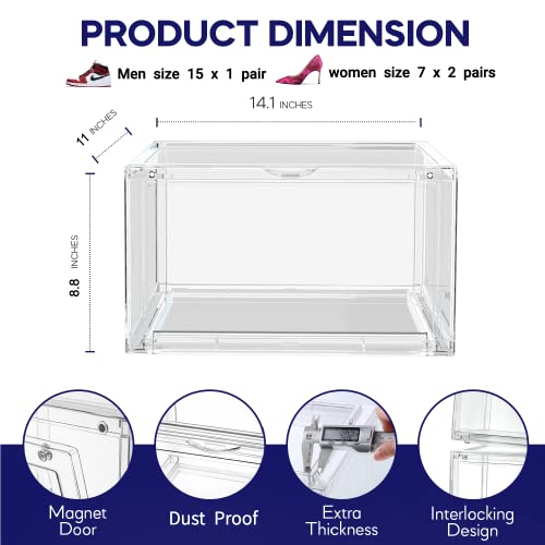 Sneakerview Acrylic Shoe Display Case – 360° Clear Plastic Stackable Shoe Box, Sneaker Storage For Sneakerhead. Professional Grade Display Case .Boots And Hat Organizer Fits Us Size 15-1 Pack #TOP1