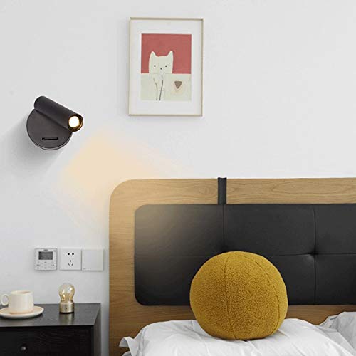 Lámpara de lectura junto a la cama interior foco LED negro con interruptor 6