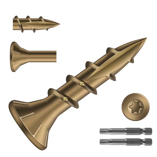 Image of #8 x 3 /4 inch Deck Screws (1106Pcs) 4lb. Carbon Steel, Yellow, Flat Head, Rust Resistant epoxy Coated, with T25 Star Bit