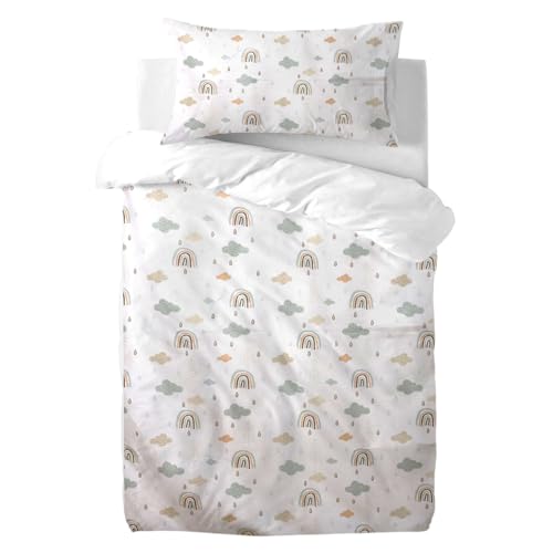 various Funda nordica Cuna Infantil de 60x120cm Reversible,100% algodón Saco nordico y Cubre de edredon Cama para niños y niñas Juego Fundas para edredón 90 x 120 cm con Almohada 60 x 40 cm (Rainbow)