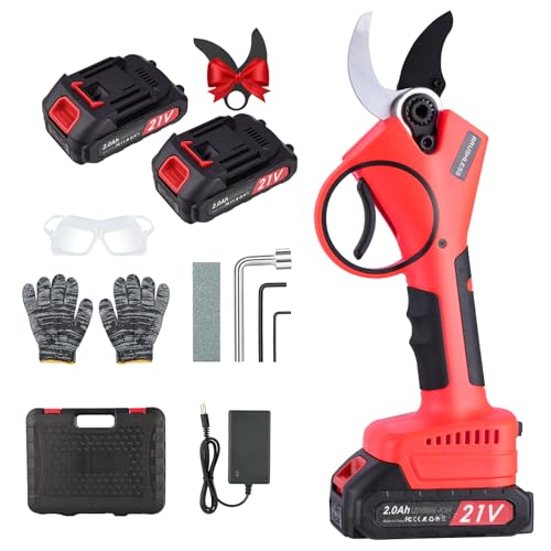 Tijeras de Podar Eléctricas 40 mm, Tijeras de Podar a Batería Profesionales con 2 Baterías de 2000 mAh, Podadora Eléctrica Inalámbrica para Jardín, Huertos, Parques, Olivos, Viñas y Manzanos