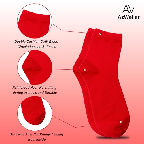 Image of Azwelier Unisex Colorful Quarter Ankle Athletic Socks Breathable Cotton Blend Crew Style 4 Pairs Pack