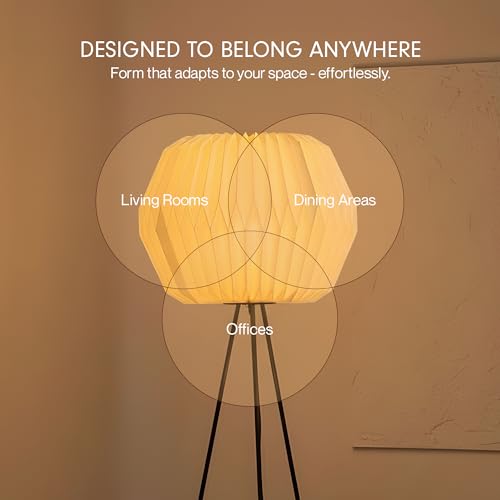 Image of FIG Living Lifo Paper Floor Lamp for Living Room Decoration, Bedroom & Home Decor | 120 cm Tall Lamp | Origami-Inspired Lampshade | Knock-Down Tripod Stand (Bulb not Included)