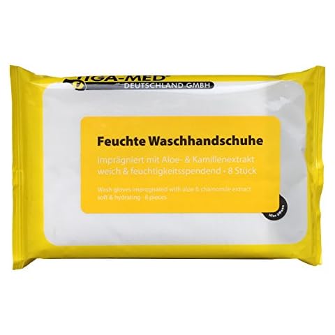Waschhandschuhe Feucht Einmal Einweg 5 Pack a 8 Stück (= 40 Stück) Waschhandschuh mit Aloe Vera imprägnierte Cover