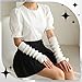 Jspupifip Arm Warmers Y2K, 4 Pairs Cute Lolita Long Fingerless Gloves with Thumb Hole Knit Mitten Gloves Arm Sleeves for Girls