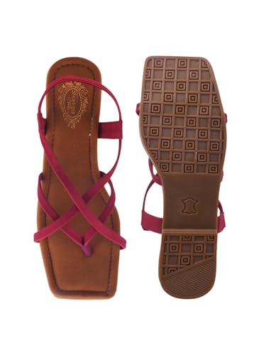 Image of Shoetopia Women's Toe Ring Flat Sandals, Strappy Cross Strap Slip-On Flats, Comfortable Casual Daily Summer Footwear
