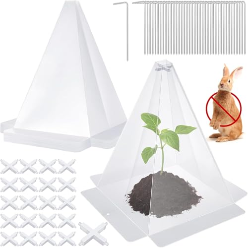 KAHEIGN 20 Piezas Fundas de Planta de Plástico, 28CM x 20CM Plegable Mini Invernadero Reutilizable Cubiertas Campanas para Protección Contra el Sol Nieve Heladas Caracoles Pájaros Gallinas (Claro)