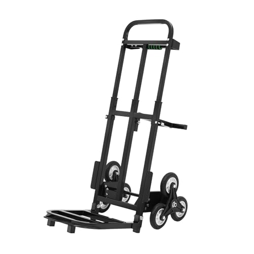 Carretilla plegable para escaleras con 6 ruedas, acero negro