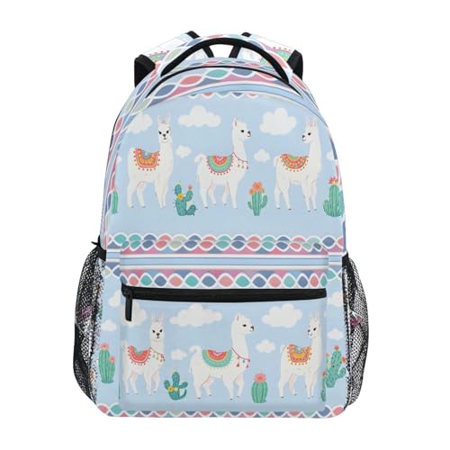 Linda mochila de fantasia de flor de lhama mochila escolar mochila de viagem, Cor 2, One_Size, Mochilas Daypack