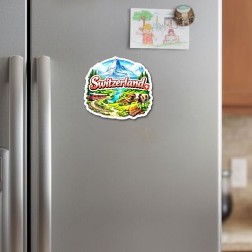 Image of Switzerland Country Theme Fridge Magnet for Refrigerator | Switzerland Printed Decorative Magnet for Home & Kitchen Decor | Travel Souvenir Gift for Fridge Decoration Item (Switzerland)