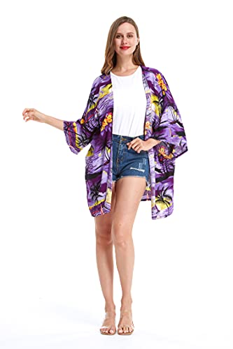 Image of Women's Hawaiian Open Front Kimono Top Signature Prints | Open Front Design; Lightweight Rayon; Signature Tropical Prints; Relaxed Fit; Resort Vacation Style
