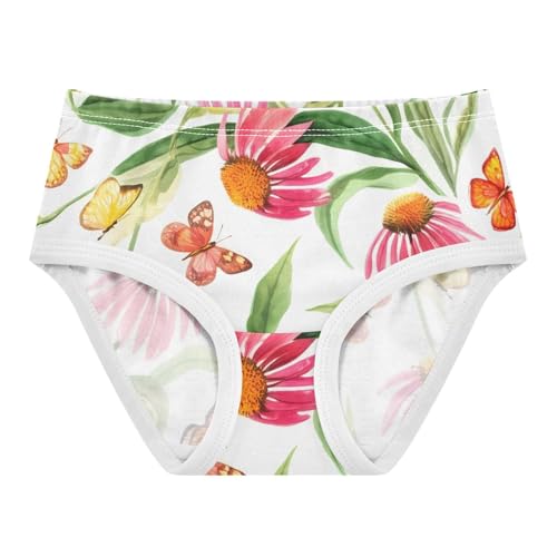 Pink Echinacea Flowers Butterflies Panties for Girl Toddler Underwear Custom Cotton Print Briefs Underpants 2t