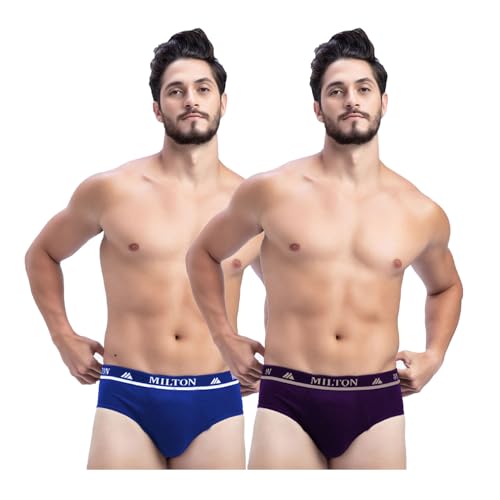 Image of Milton Mens Pure Cotton Solid Briefs|Soft Breathable Underwear for Men|Outer Elastic Comfort Fit Waistband|Skin-Friendly Essentials|Multi-Color, Color Name May Vary as per Availability|Pack of 2