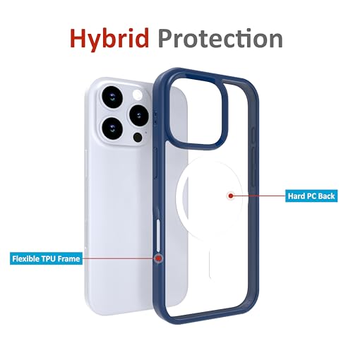 Image of for iPhone Case 16 Pro Max with Mag-Safe, [Anti-Yellowing Technology] [Military Grade Drop Protection] Shockproof Slim Hybrid Phone Case for iPhone 16 Pro Max- Indigo Blue