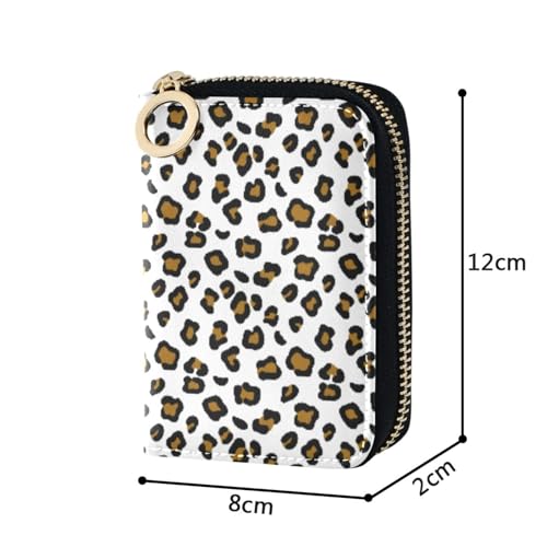 Women's Leopard White Credit Card Holder Wallet Leather Zipper Card Case for Ladies Girls 203011972