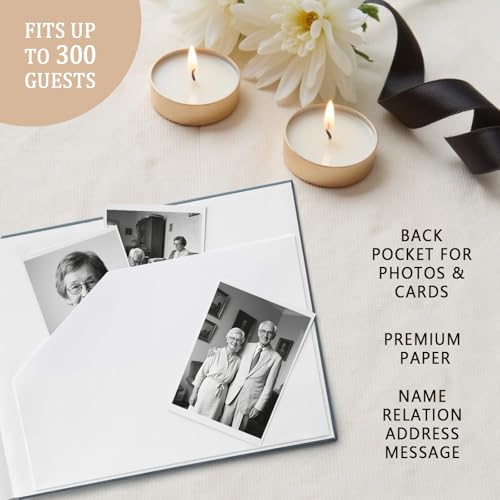 Image of Funeral Guest Book - Celebration of Life Guest Book with Rollerball Pen for Memorial Service - Funeral Memory Sign in Books for Over 300+ Guests - Funeral Decorations with In Loving Memory Table Sign