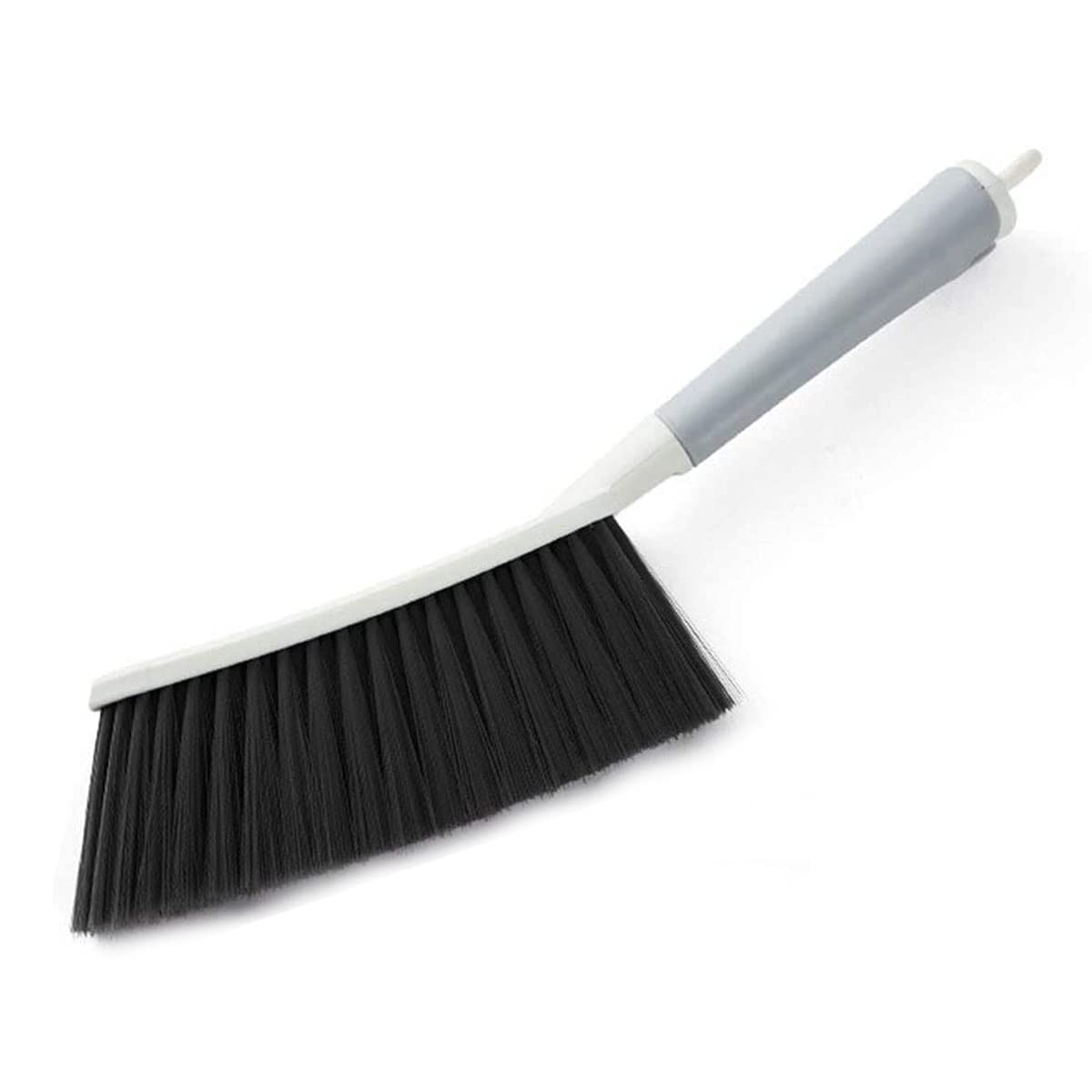 Samyal Hand Broom, Counter Duster, Slightly Stiff Plastic Bristle Brush with Long Handle, Sweep for Furniture, Floor, Bench, Carpet, Woodworking, Patio, Home, Shop (White)