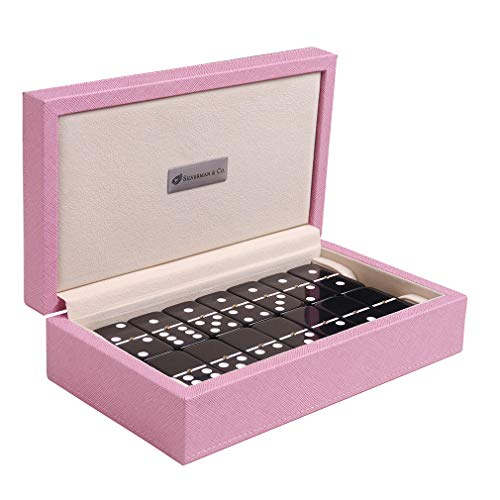 Juego de Domino Double 6 Grande Negro con Estuche Rosa