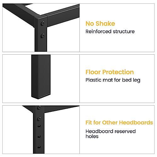 GAOMON 14 Inch Tall Bed Frame, Simple and Atmospheric Metal Platform Bed Frame, Storage Space Under The Bed, Sturdy King Size Bed Frame with Reserved Holes for DIY Headboard, King