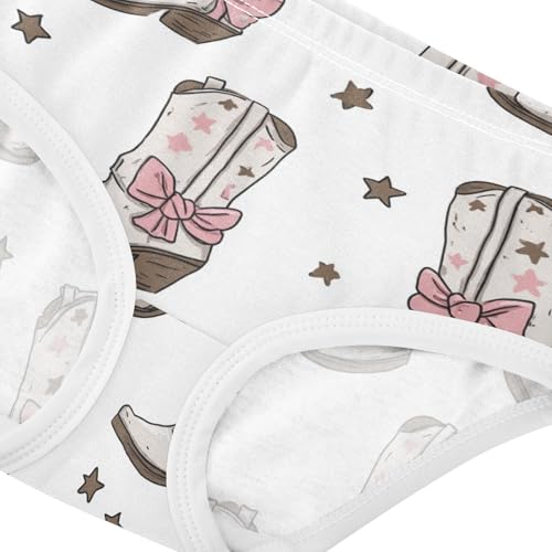 Wusikd Cowgirl Boots Girls' Underwear Cotton Pink Bows Stars Girls Briefs Soft Toddler Underwear 2T4