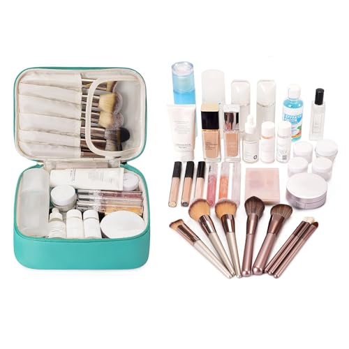 Image of Travel Makeup Bag Large Cosmetic Bag Make up Case Organizer for Women and Girls, C Teal
