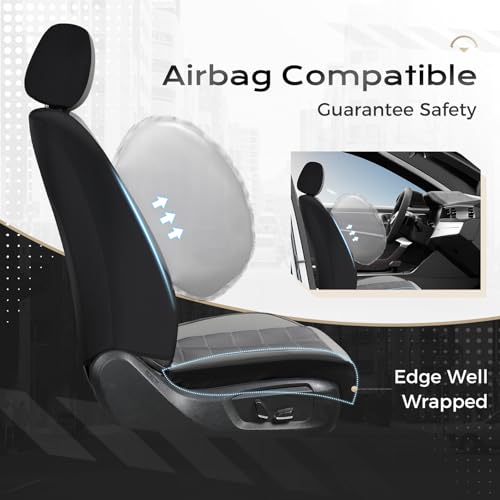 Image of Coverado Air Mesh Seat Cover, Car Seat Cover Full Set, 3D Breathable Seat Protectors Sports Carbon Fiber Design Airbag Compatible Comfort Universal for Most Cars, Van,Trucks, SUV, Grey
