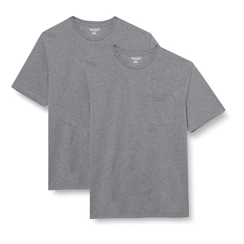 Amazon Essentials Men's Short-Sleeve Crewneck Pocket T-Shirts, Pack of 2,