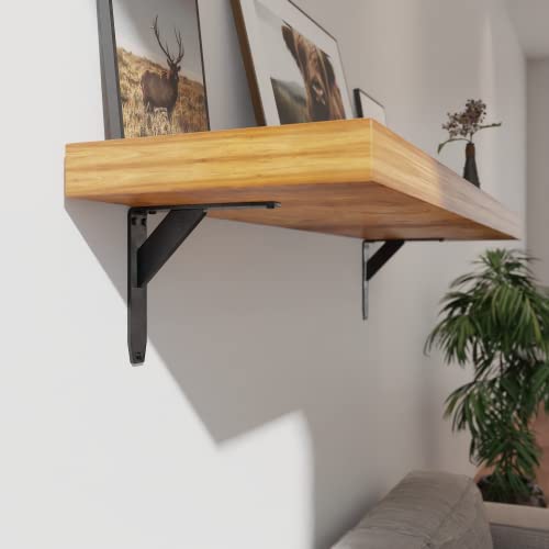 Starby Jetstream Solid Heavy Duty Low Profile Welded Countertop Support Shelf Brackets Floating Shelf Discrete Slim 500 Lb Capacity (2 Pack) (10" X 10" X 1.5") #TOP1