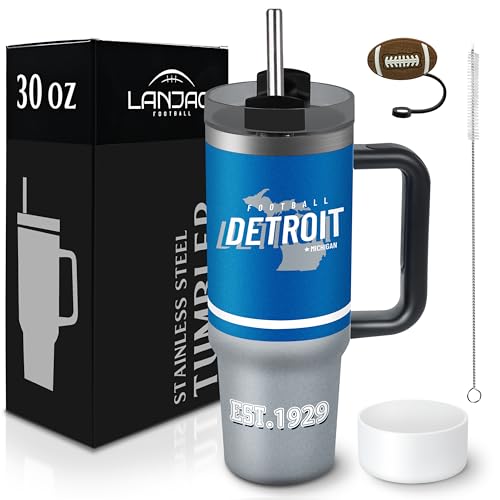 Image of Tumbler 30oz Straight Skinny Portable Handle Car Cups With Anti slip Sleeve Straw Dust Cover, Sports Travel, Stainless Steel Insulated Gifts for Men Women Fans