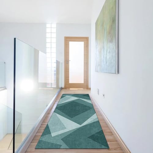 Alfombra larga lavable cian para transformar pasillos oscuros 6