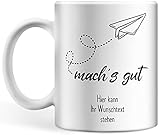 Abschied Tasse personalisiert mit eigenem Wunschtext, personalisierte Tasse mach's gut, Tasse Abschied Kollegin