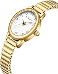 BOFAN Small Gold Watches for Women Easy Read Ladies Quartz Wrist Watch with Stainless Steel Expansion Band,Waterproof.