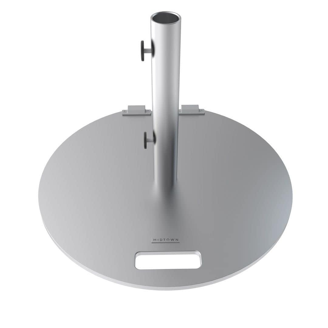 Midtown Umbrellas Round 2 - Base with Wheels, Up to 55 lb Capacity, Silver