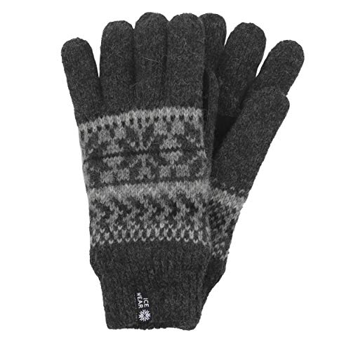 ICEWEAR Gefütterte Norweger-Wollhandschuhe in Grau, One Size, für Erwachsene Männer