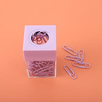 Paper Clip Organizer Magnetic Paper Cilp Dispenser Holder Clear Acrylic Clip Organizers with Magnetic Top for Desk Cute Office Binder, Hair Accessories OrganizerPurple