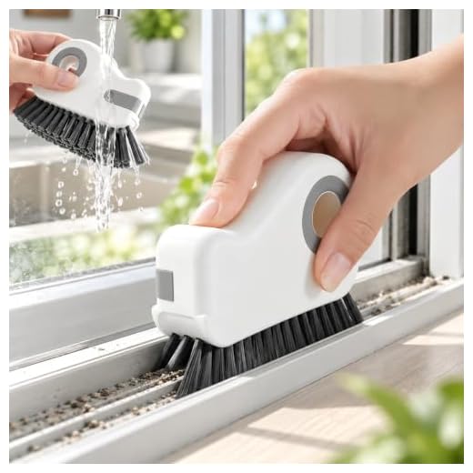 2-in-1 Window Track Cleaning Brush with Hard Bristles & Hidden Scraper