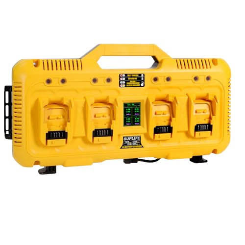8A 4 Port Fast Battery Charging Station DCB104 Compatible with Dewalt 12v Max 20v Max and 20v/60v Max Batteries 8A Output Per Port Compatible with TOUGHSYSTEM Products Real-Time Power Display