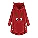 BUKINIE Donne Natale Renna Stampato Casual Sherpa Giacca In Pile Felpe Con Cappuccio Maglione Manica Lunga Morbido Pile Felpa Rosso XXXL