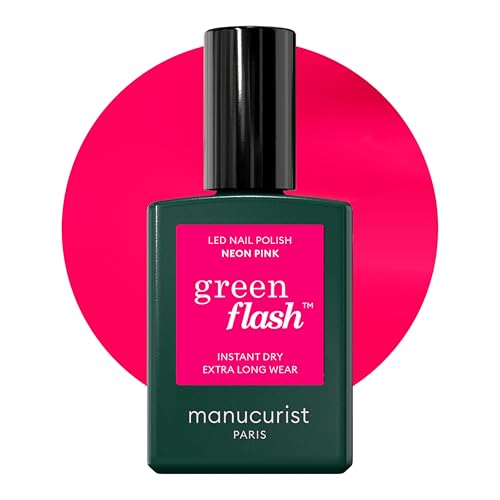 Manucurist Green Flash™ Gel Nagellack Fluo Rosa Neon Pink - Hema Free UV Lack, 12-Free Lack, Bio-basiert - Nägel Selber Machen für UV Lampe Nägel - Professionelle Maniküre