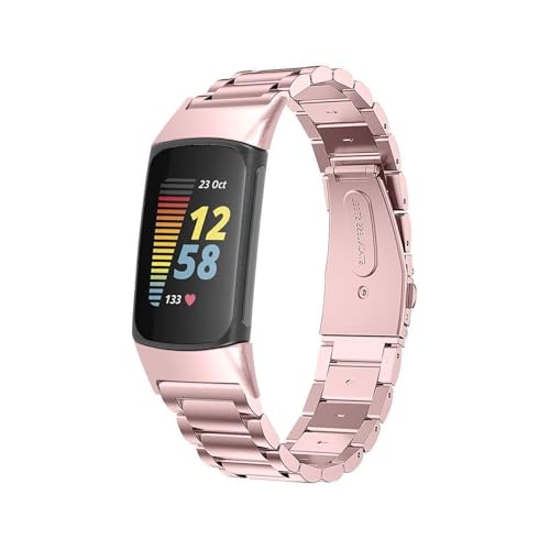 Correa de acero inoxidable Fitbit Charge 5 pulsera eslabones tres cuentas Charge 3