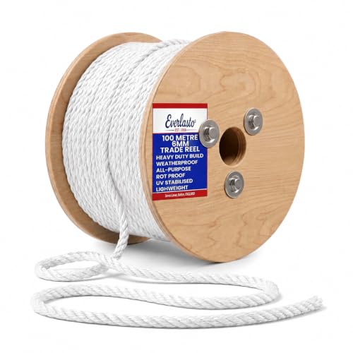 Image of 100M TRADE REELS EVERLASTO WHITE POLYPROPYLENE POLY ROPE 6MM 8MM 10MM 12MM 14MM 16MM 24MM (6MM)