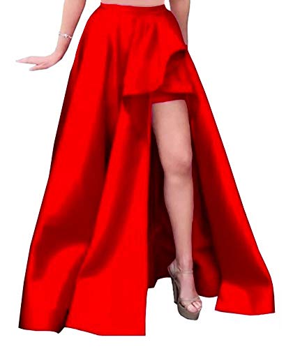 Honeydress Women's Long Satin Side Split Skirt A-line Prom Party Skirt with Pockets