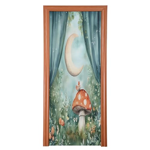 Housse de porte champignon décorative extensible pour entrée 91x249 cm
