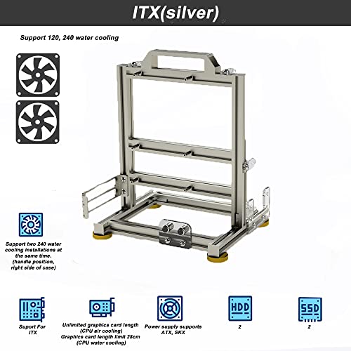 Chasis de PC abierto para gaming en aleación de aluminio, compatible con Mini ITX, refrigeración por aire y líquida miniatura 2