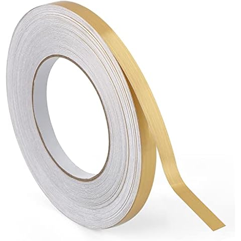 Gaahing Gold Metalized Tape with Polyester Mylar Film, Peel and Stick Decor Sticker with Shiny Mirror-Like Finish for Detailing Accent Wall, Graphic Arts, Wardrobe Crafts, Tile and Car Trim Cover